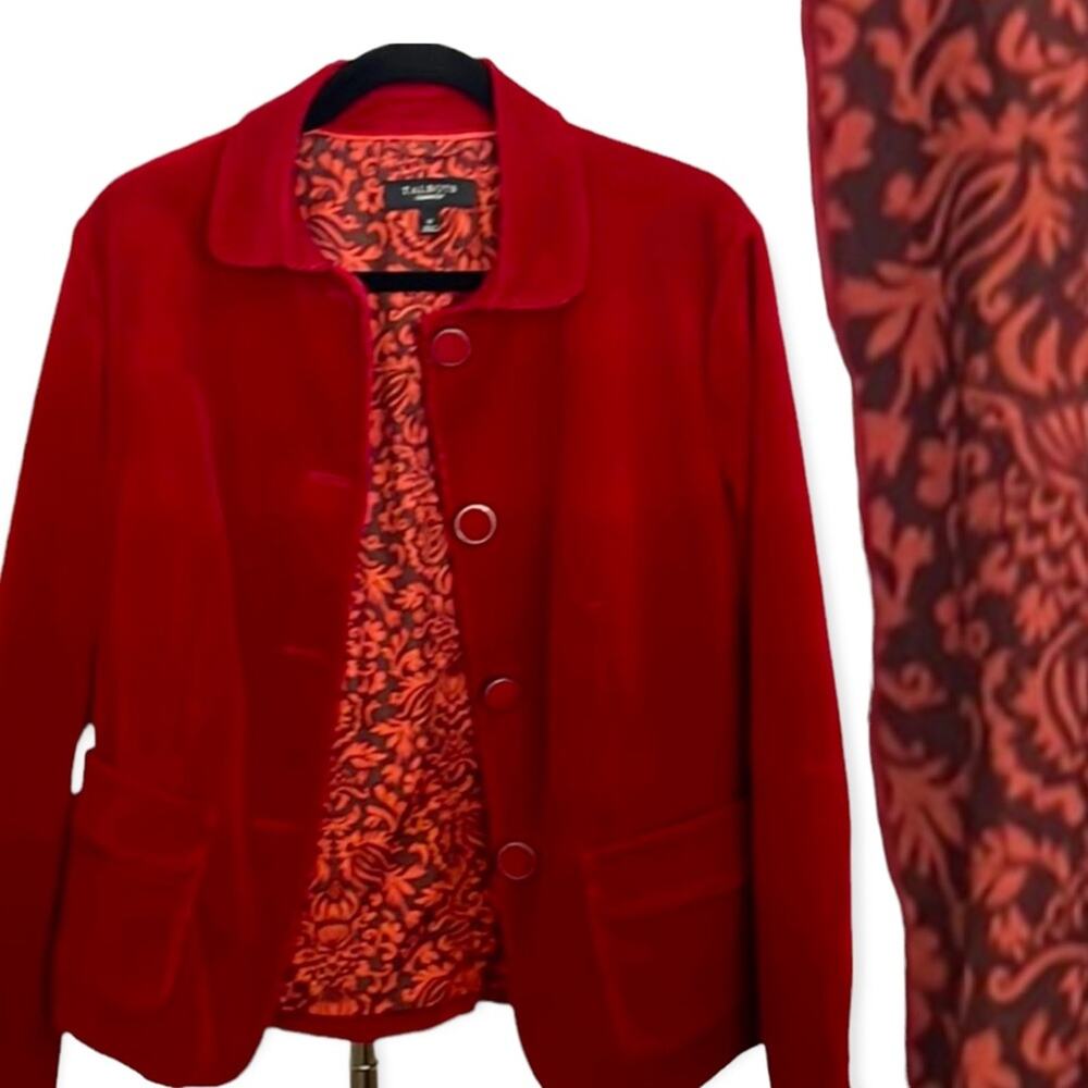 Talbots Petites Women's Size 4P Red Corduroy Button Front Pockets Lined Jacket